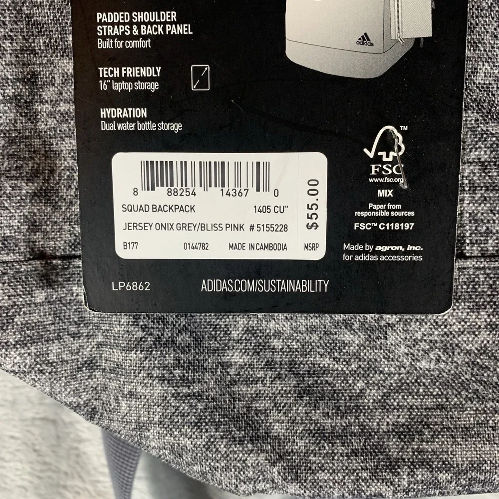 Adidas Squad Backpack Jersey Onix Grey Bliss Pink 16